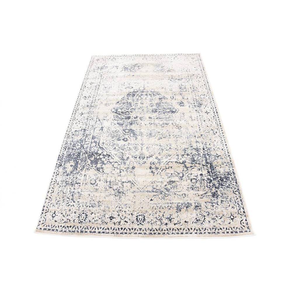 Eliza Blue and Beige Rectangular Stain-Resistant Area Rug