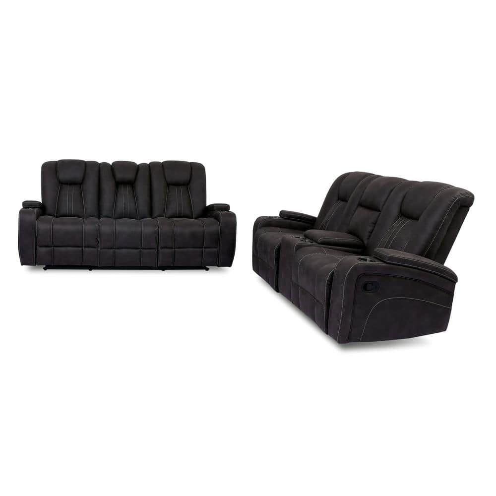 Furniture of America Stocklin 2Piece Dark Gray Sofa Set IDF99032PC The Home Depot