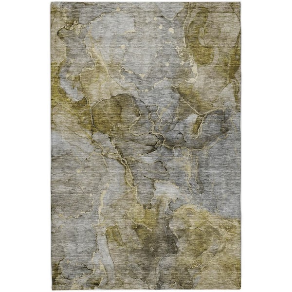 Dream Shag Premium Machine Washable Abstract ADS689 Olive 2 ft. x 3 ft. Accent Rug