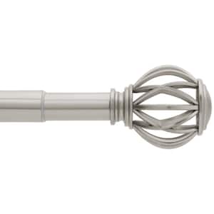 36 in. - 72 in. Telescoping 1 in. Single Curtain Rod Kit in Brushed Nickel with Cage Finials