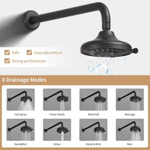 Single Handle 1-Spray Round Rain Shower Faucet Set 1.8 GPM with Dual Function Pressure Balance Valve in. Matte Black