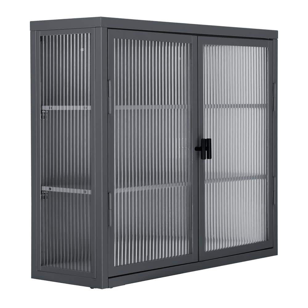 27.6 in. W x 9.1 in. D x 23.6 in. H Bathroom Gray Linen Cabinet 2024-1 ...