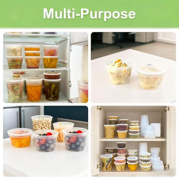 Numhew 60 Sets 16 oz. Plastic Airtight Food Storage Containers