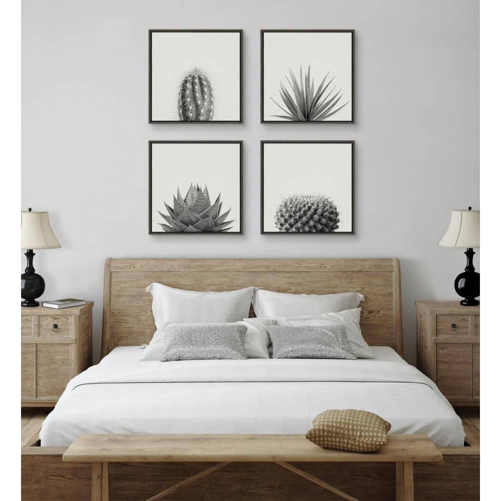 22" Gray Framed Aloe Succulent Canvas Print