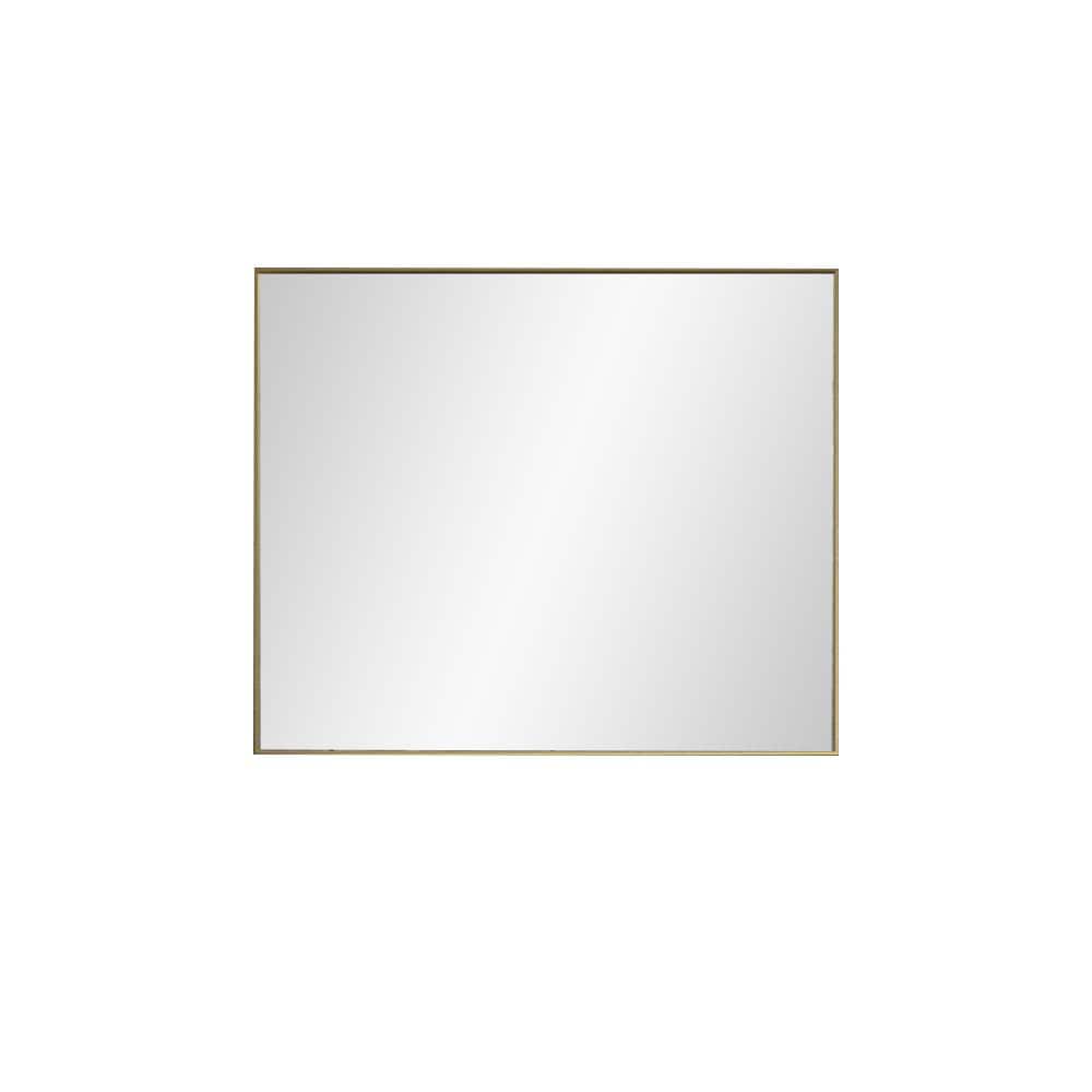 Gold 36 in. W x 30 in. H Rectangle Metal Framed Mirror Modern Design Wall D