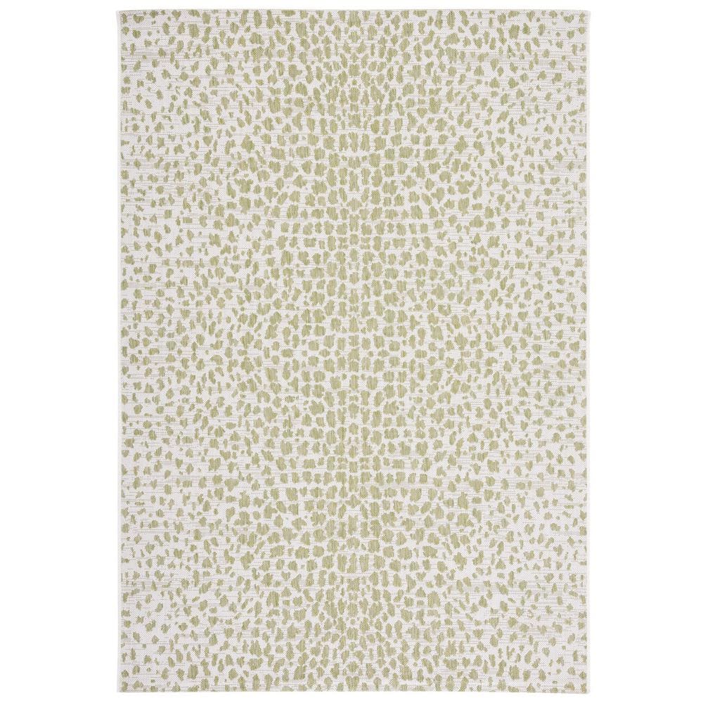 Ivory and Sage Green Rectangular Synthetic Indoor/Outdoor Rug