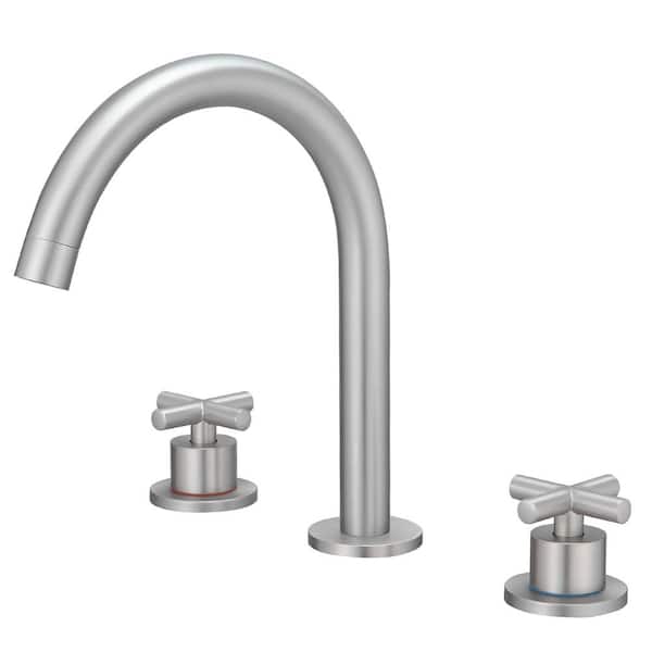 Unbranded 8 in. Widespread 2-Handle Bathroom Faucet with Pop-Up Drain Assembly in Brushed Nickel