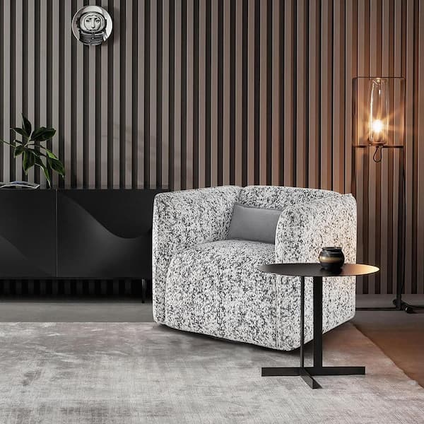 Lazzara Deanna Jacquard Fabric Upholstery Swivel Arm Chair in Gray Color