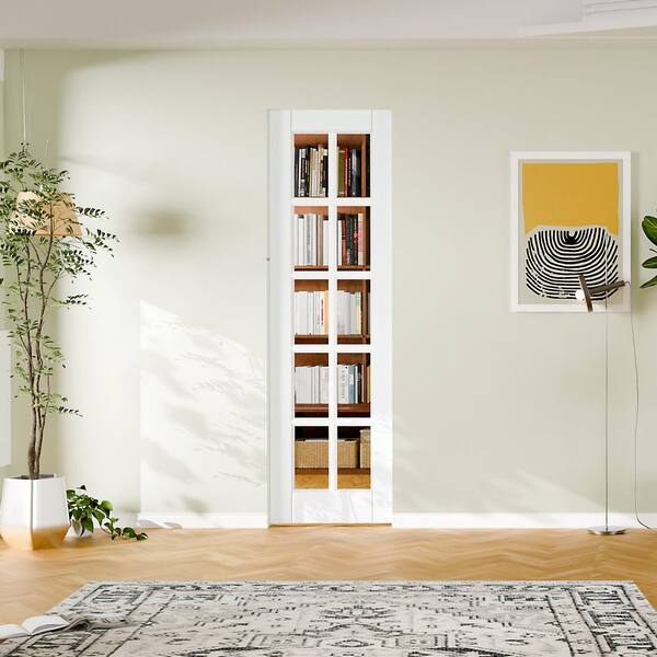 TENONER 48 in. x 80 in. White Primed Composite 10 Lite Clear Glass