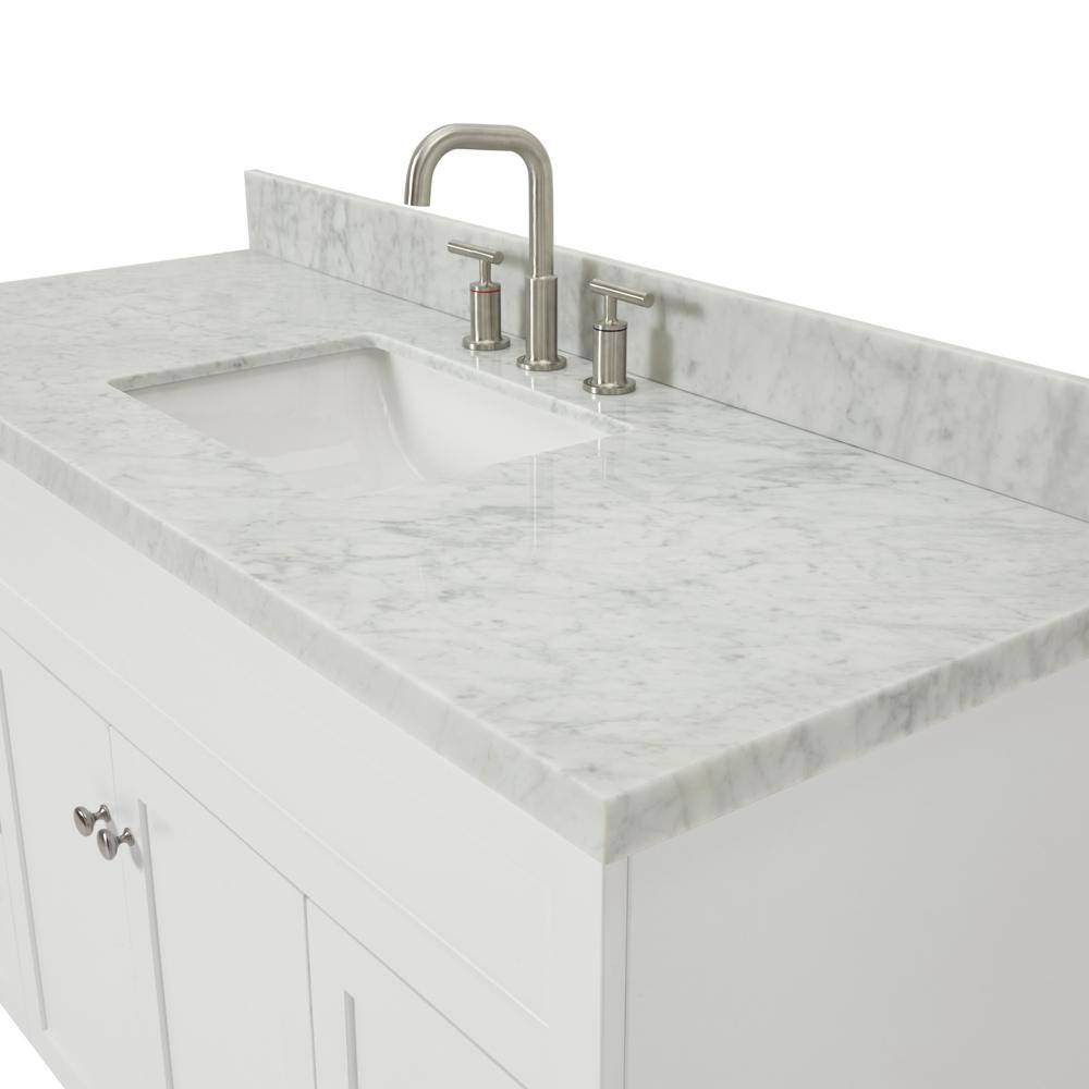 Hamlet 55" White Marble Top Freestanding Single Vanity