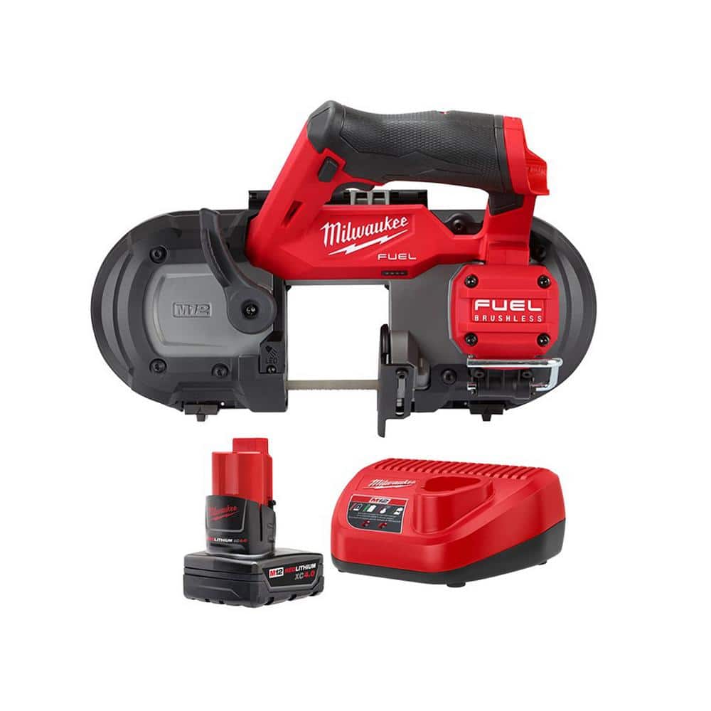 Milwaukee M12 FUEL 12V Lithium-Ion Cordless Compact Band Saw W/M12 4.0 Ah  Starter Kit 2529-20-48-59-2440 The Home Depot
