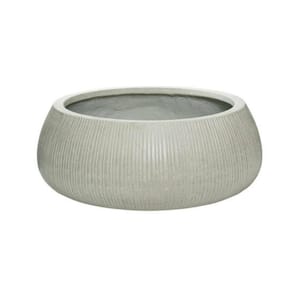 20.87 in. W x 8.27 in. H Double Extra Large Round Light Grey Ficonstone Indoor Outdoor Vertically Ridged Eileen Planter