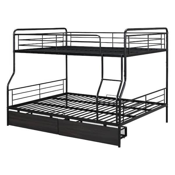 BEDS-6-BK-2 ブラック Harper & Bright Designs Black Full over Twin Metal Bunk Bed