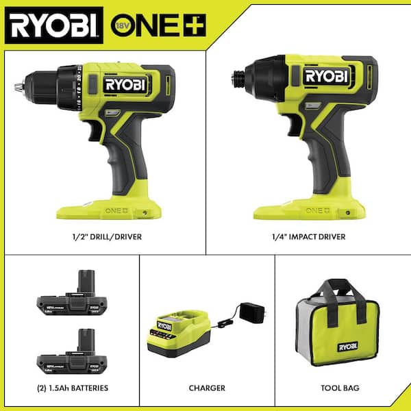 afbreken Illustreren oorlog RYOBI ONE+ 18V Cordless 2-Tool Combo Kit with Drill/Driver, Impact Driver,  (2) 1.5 Ah Batteries, and Charger PCL1200K2 - The Home Depot