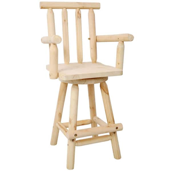 Unbranded Light Brown Swivel Wood Outdoor Bar Stool Patio Bar Height Dining Chair Bistro Chair
