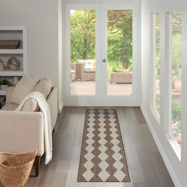 Positano Natural 2 ft. x 12 ft. Diamond Contemporary Runner Area Rug