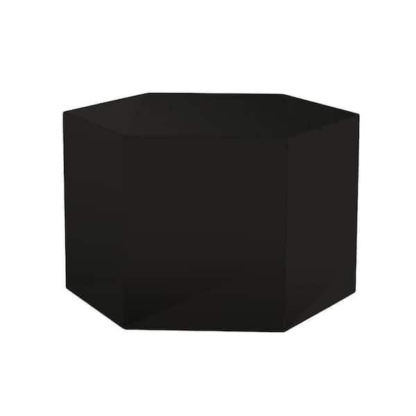 Benjara 12.5 In. Black Small Hexagonal Modern Modular Wooden Top Side End Table