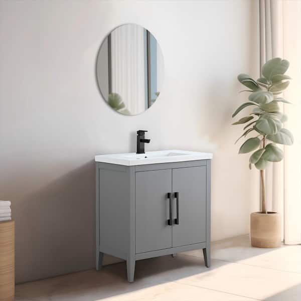 Vanity Art 30 in. W x 18.5 in D x 34 in. H Single Sink Bathroom Vanity Cabinet in Cashmere Gray with Ceramic Top