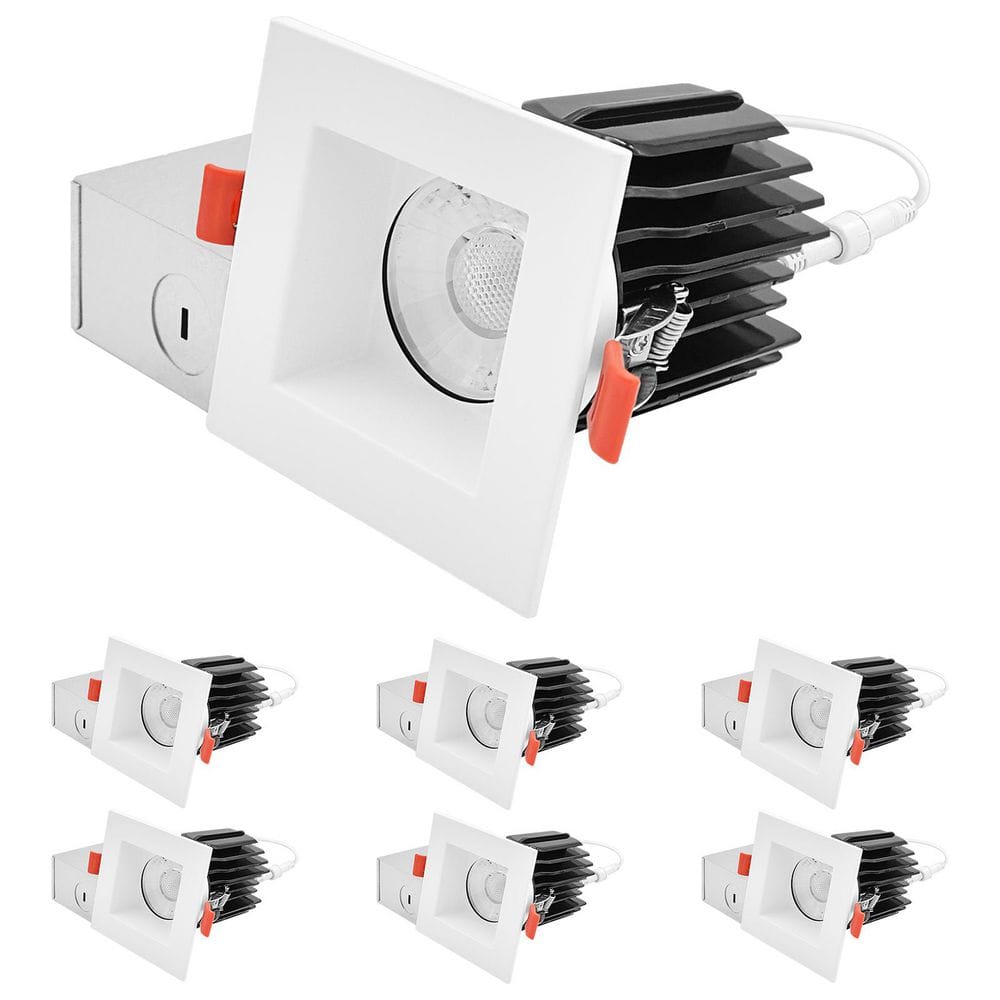 3 in. Integrated LED Regressed Canless Spotlight + Square White Trim, 5CCT, 15W, 1250LM, CRI90 Dimmable, 60° Beam 6 Pack price history on PriceWatchPro