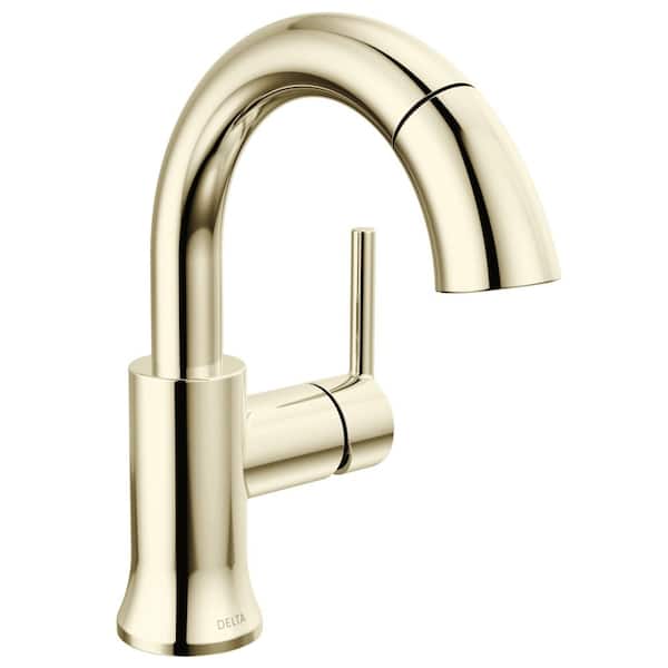 Delta Trinsic Single Handle High Arc Single Hole Bathroom Faucet with Pull-Down Spout in Polished Nickel