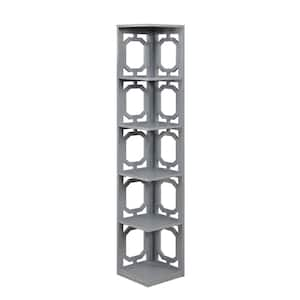 Omega 12 in. W Gray 5 Tier Corner Bookcase