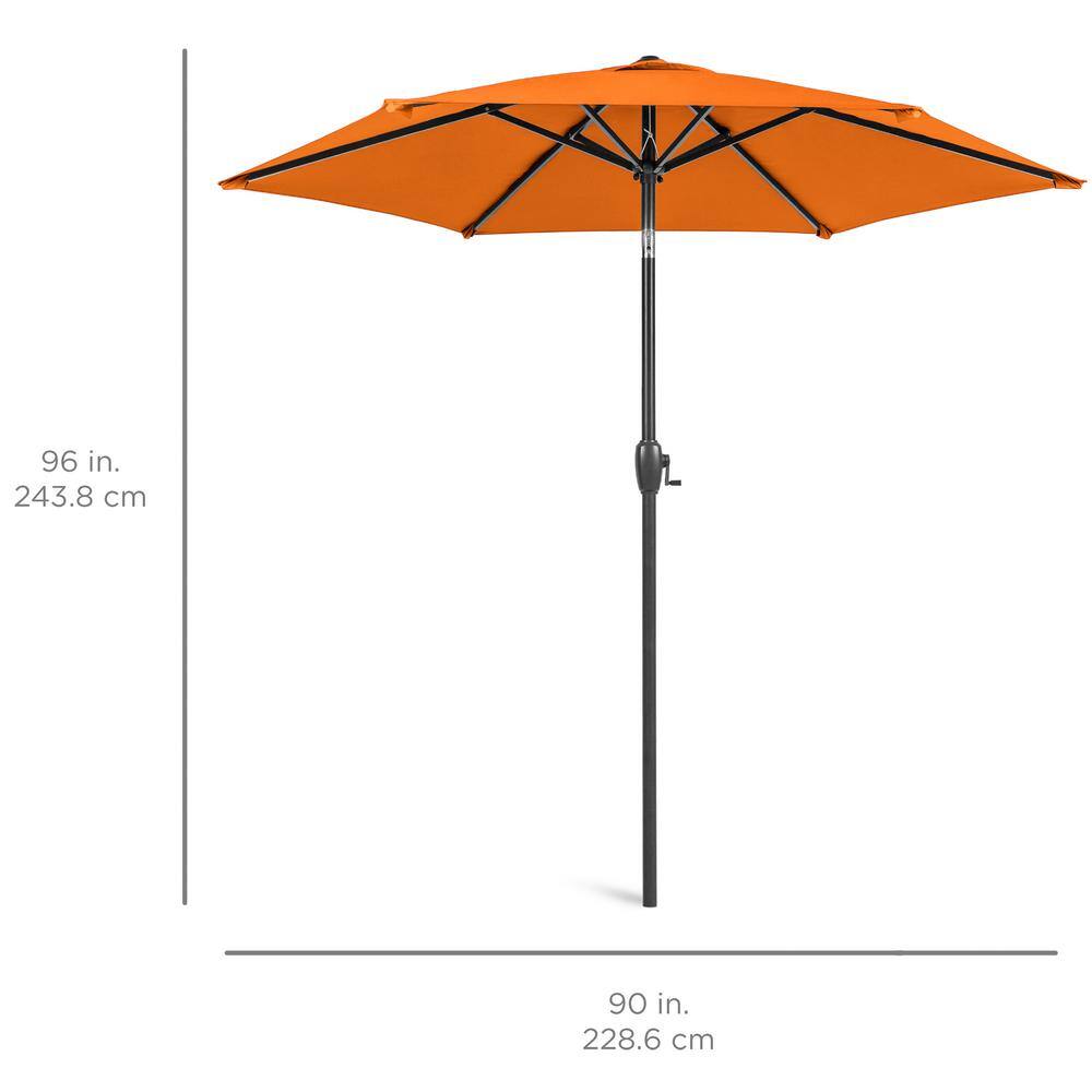 7.5ft Orange Hexagon Market Patio Umbrella with Black Metal Pole