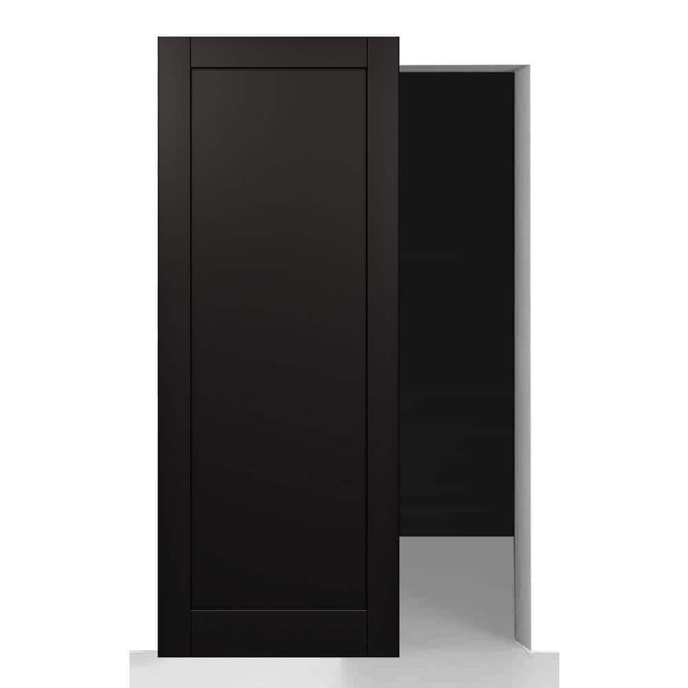 Shaker 1-Panel 30 in. x 96 in. Black Matte Composite Wood Hidden WITH base board Sliding Barn Door with Hardware Kit price history on PriceWatchPro