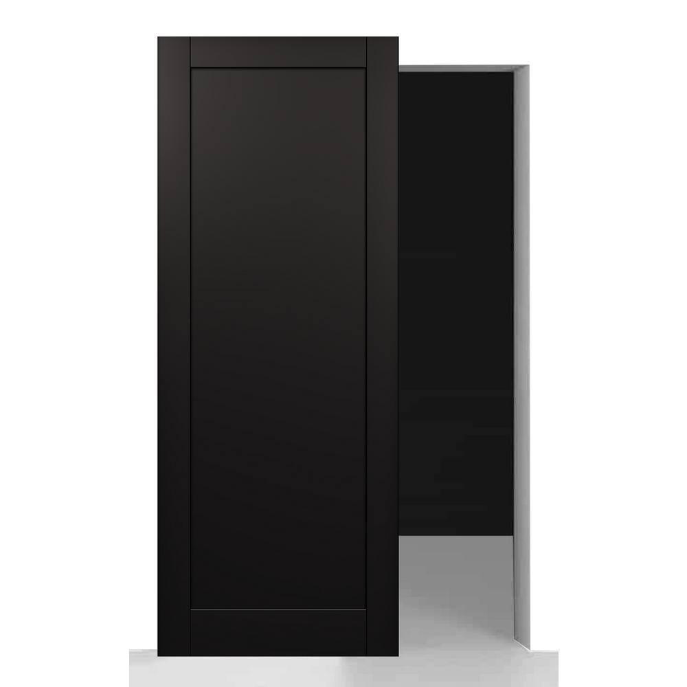 Black Matte Solid Composite Core Sliding Barn Door Kit