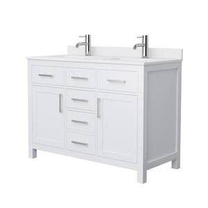Beckett 48 in. W x 22 in. D x 35 in. H Double Sink Bathroom Vanity in White with White Cultured Marble Top