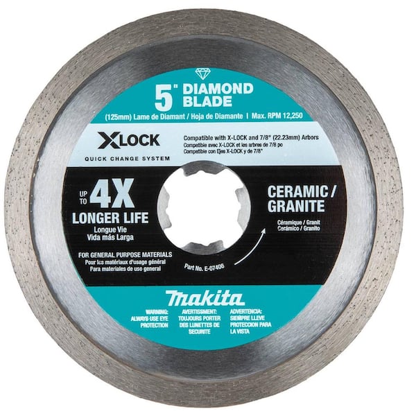 Makita X-LOCK 5 in. Continuous Rim Diamond Blade for Ceramic and Granite Cutting