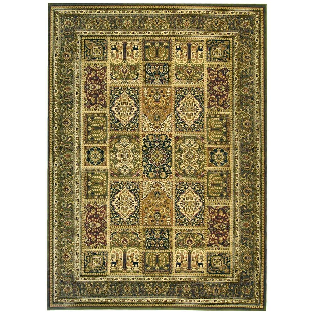 Reversible Multi/Green Traditional 9' x 12' Easy-Care Area Rug