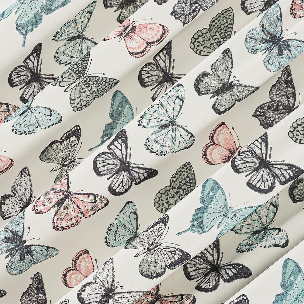 Blue Butterfly Print Semi-Sheer Rod Pocket Curtain Valance, 54" x 18"
