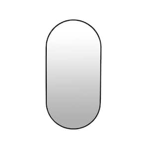 18 in. W. x 35 in. H Oval Framed Wall Bathroom Vanity Mirror in Black