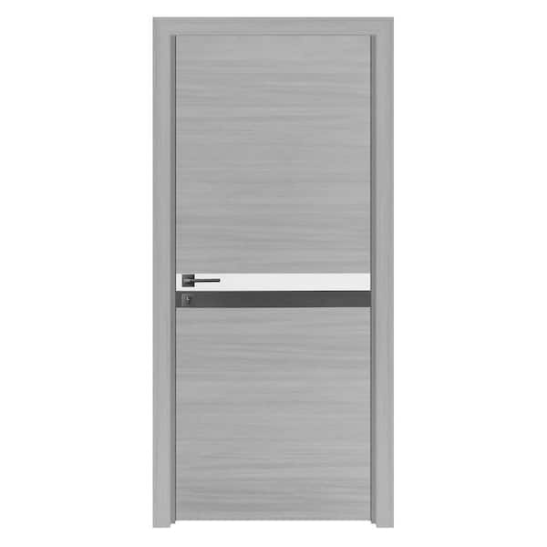 Unbranded 28 in. x 84 in. Melamine Standard Door Panel with Jamb Wire, MDF, Barn Door Slab, Gray