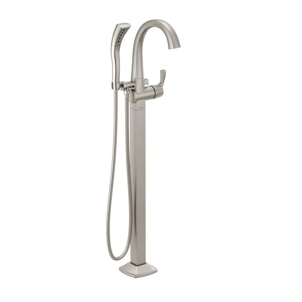 Delta Stryke 1-Handle Floor Mount Tub Filler Trim Kit in Stainless with Hand Shower (Valve Not Included)