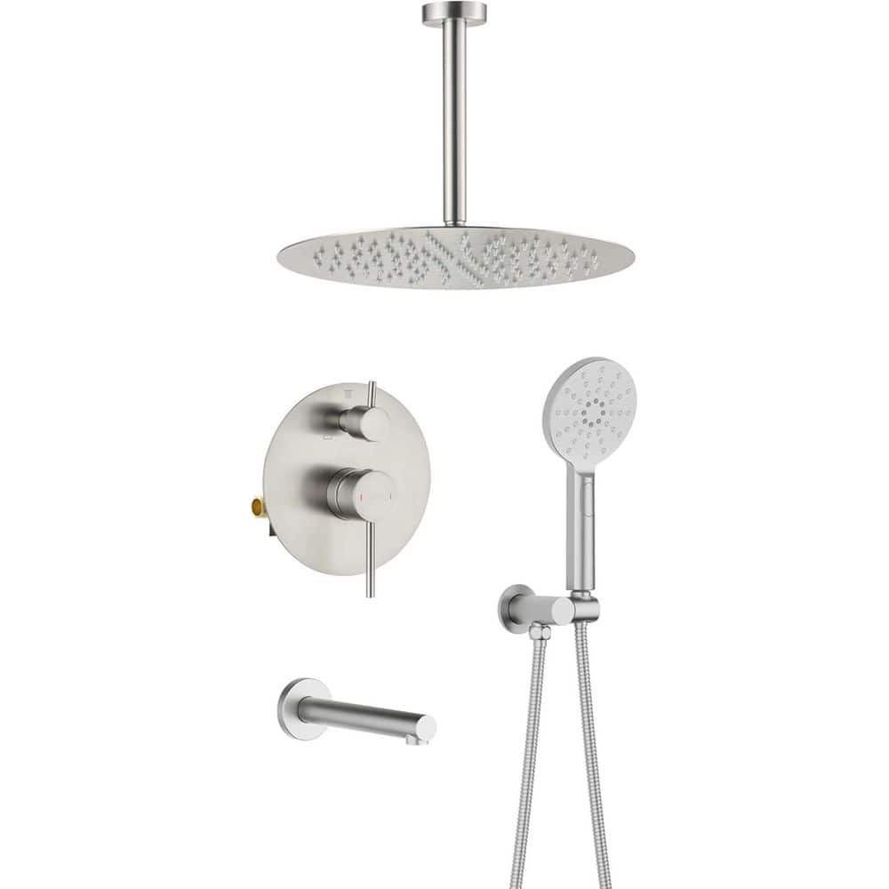 2-Handle 1-Spray Shower Faucet 1.8 GPM with Corrosion Resistant, Pressure Balance Ceiling Mount in Brushed Nickel price history on PriceWatchPro