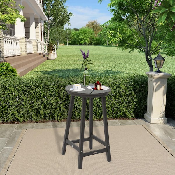 Gray HIPS Plastic Bar Height Outdoor Bistro Table Patio Dining Side Table