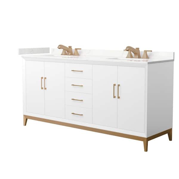 Wyndham Collection Amici 72 in. W x 22 in. D x 35.25 in. H Double Bath Vanity in White with Giotto Quartz Top
