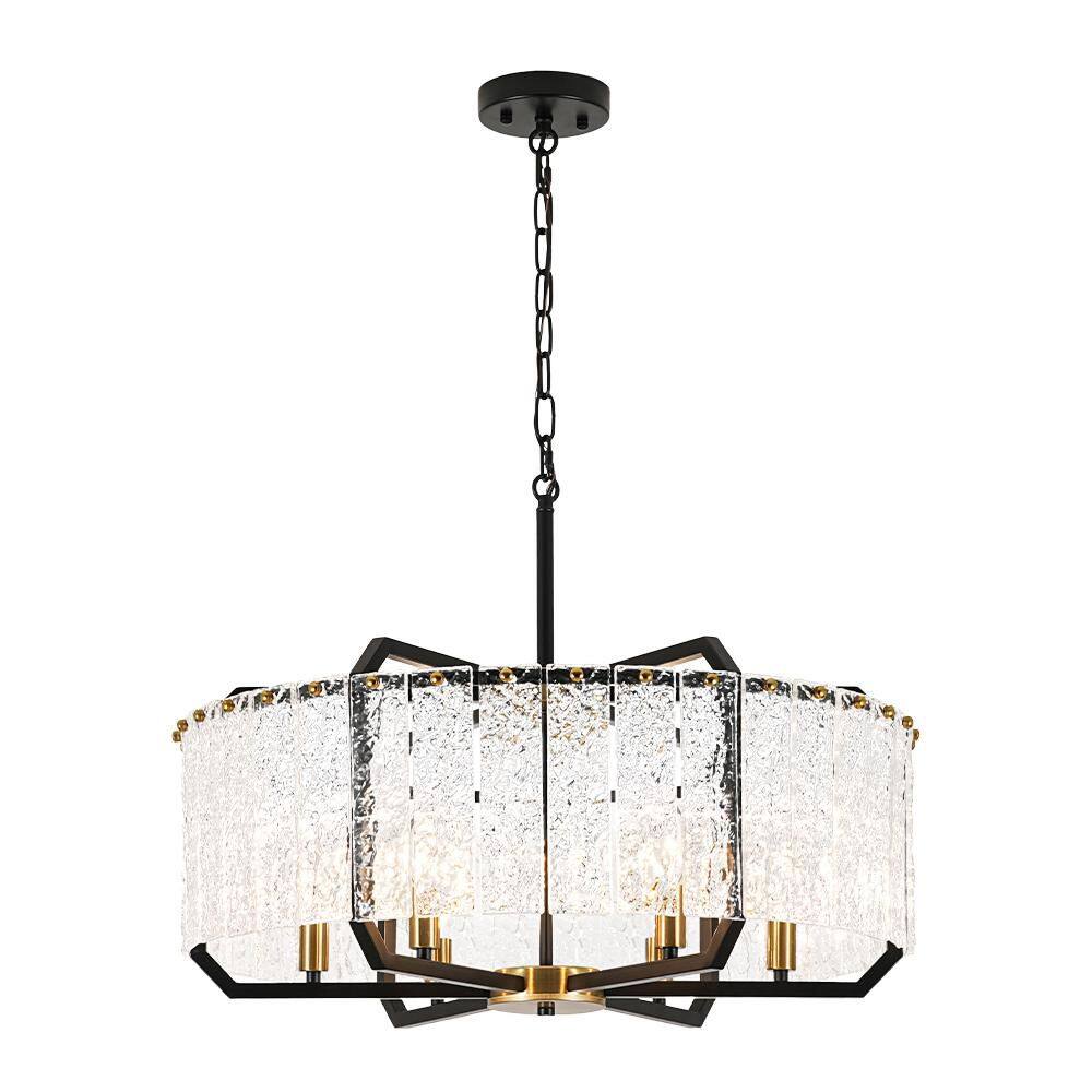 Carmen 6-Light 25.4 in. W Vintage Geometric Matte Black Chandelier with Water Glass for Dining Room Living Room price history on PriceWatchPro