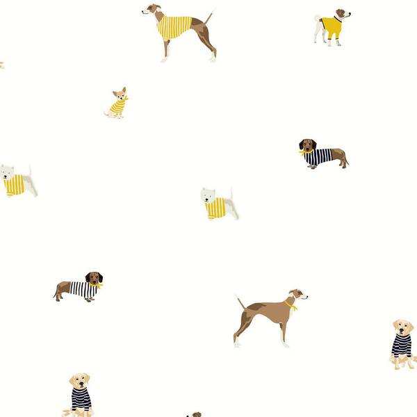 JOULES Joules Harbour Dogs Creme Matte Non Woven Removable Paste The Wall Wallpaper Sample