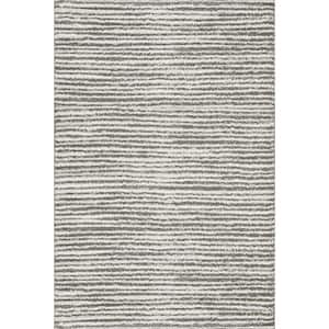 Vemoa Altomarze Gray 5 ft. 3 in. x 7 ft. 3 in. Stripe Polyester Area Rug
