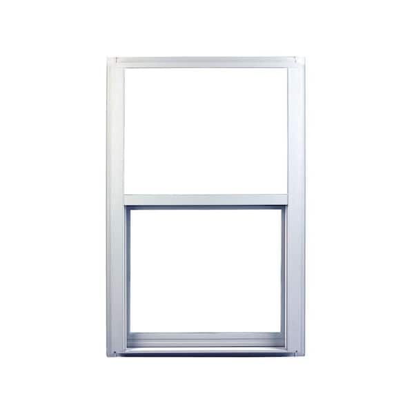 Ply Gem 35.25 in. x 35.25 in. 400 Series White Aluminum Single Hung Window with LowE Glass, Screen Included