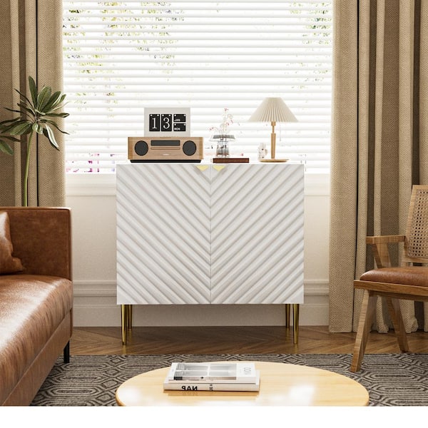 Boyel Living 2-Door White Locker Accent Storage Cabinet with Tapered Support Legs
