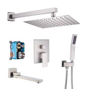 Single-Handle 1-Spray High Pressure Tub and Shower Faucet with Hand Held Valve Included in Brushed Nickel