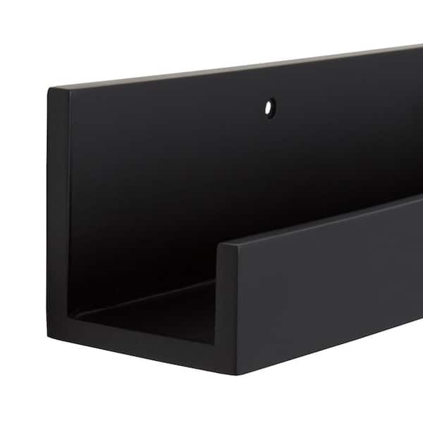 Kate and Laurel Levie Wood Wall Shelf Ledge with Knobs - 36x7.5x4.5 - Black