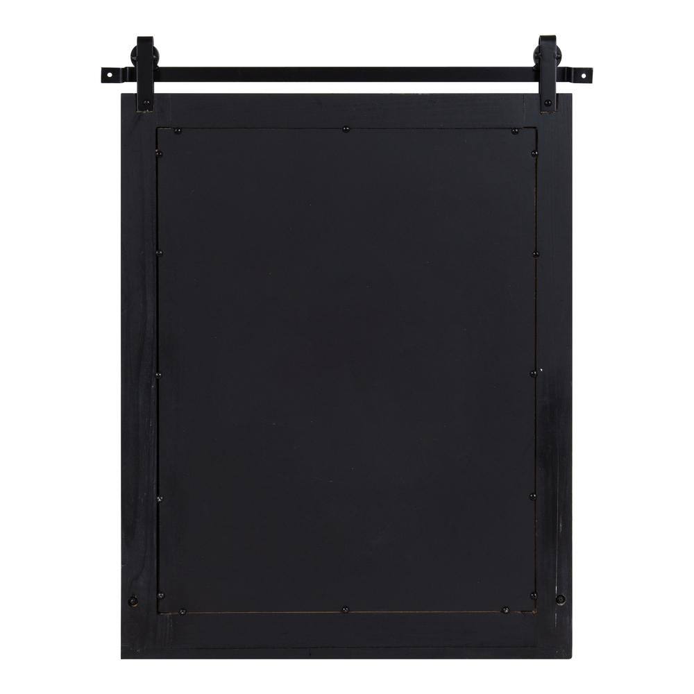 Cates 24" x 31" Rustic Black Wood Wall Mirror with Shelf