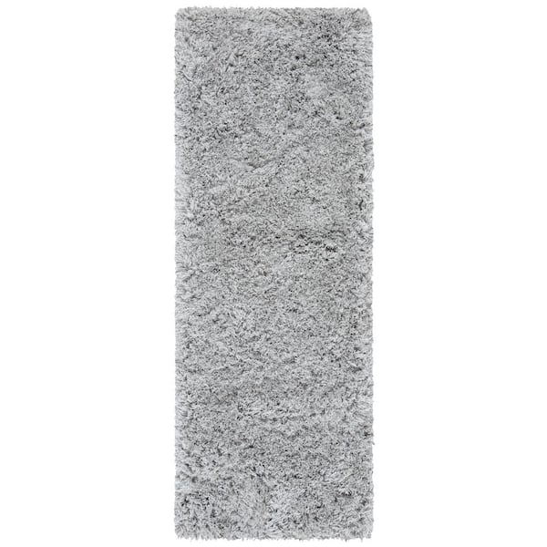 Ocean Shag 3 ft. x 8 ft. Silver Solid Color Runner Rug