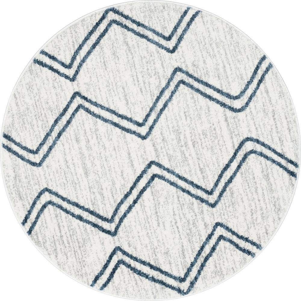 Kennedy Reeve Modern Chevron Kids Blue Ivory 4 ft. Round Area Rug price history on PriceWatchPro