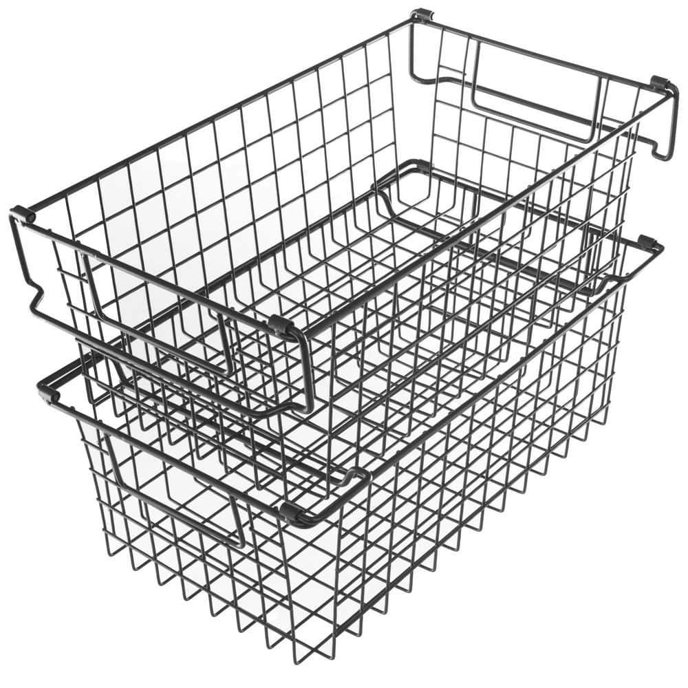 Set of 2 Storage Bins - Basket Set for Toy, Kitchen, Closet, and Bathroom Storage Organizers (Black) price history on PriceWatchPro