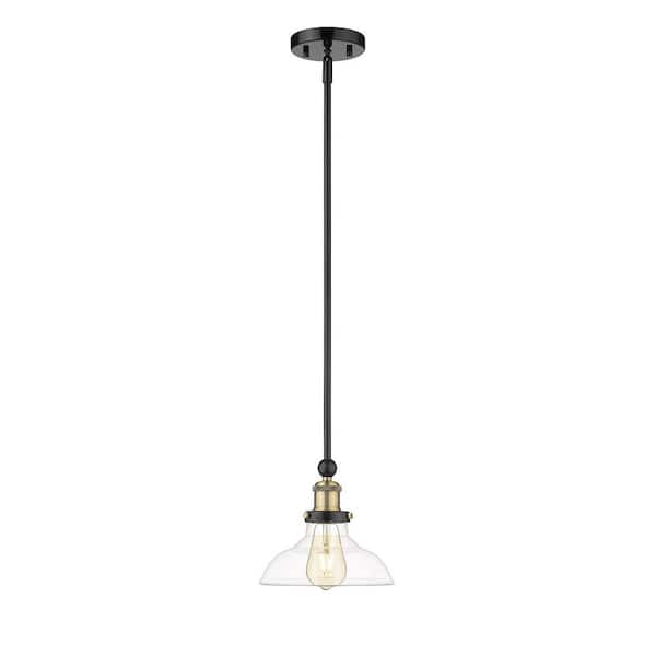 OVE Decors Elgin 1-Light Black Oversized Pendant Light with Clear Glass Shade